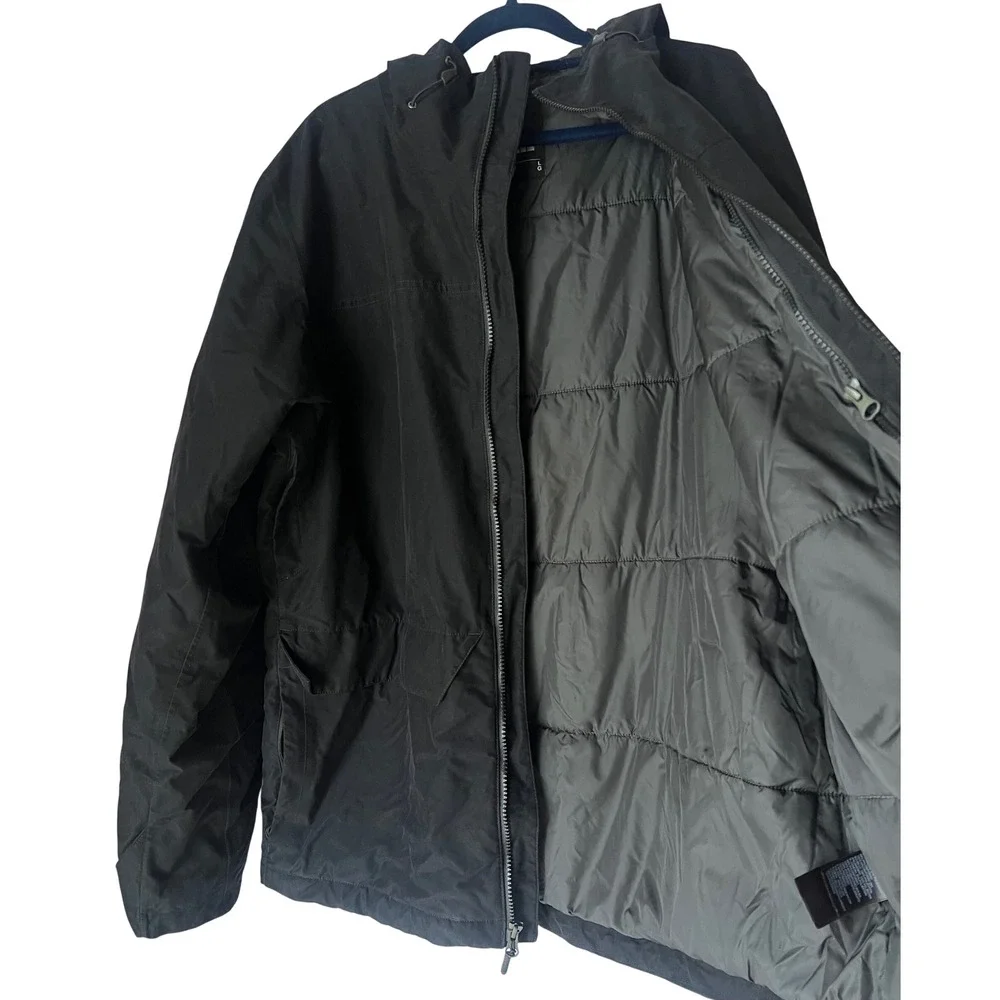 The North Face Mens Black Insulated Hooded Jacket Full Zip Dry vent Large